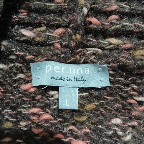 Per Una L Made in Italy Mohair/Wool plus blend Brown Speckled Cardigan Fringed - Picture 2 of 16
